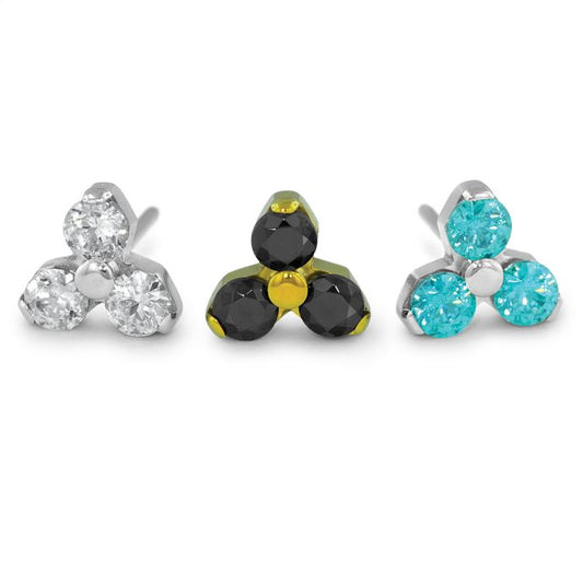 NeoMetal - TRINITY - FROSTY MINT CZ - Titanium - Gem 1.5mm, or 2mm - THREADLESS END